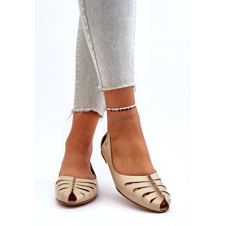 Zazoo 10009 udobna kožna ženska balerina bež 4