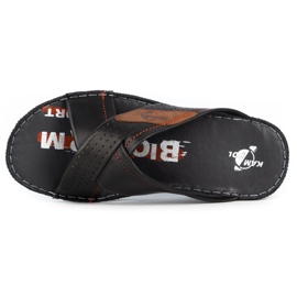 Kampol Muške kožne papuče 216KAM crne crno 6