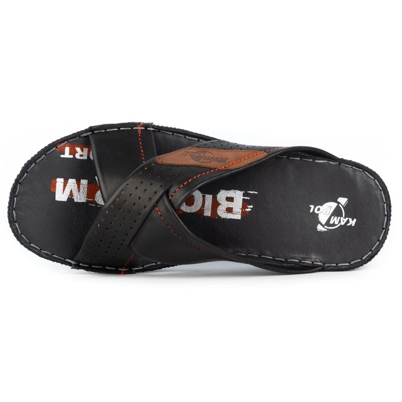 Kampol Muške kožne papuče 216KAM crne crno 6