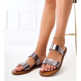 Sive ženske papuče s prugama siva 1