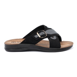 Shelvt Crne muške papuče s kopčama crna 1