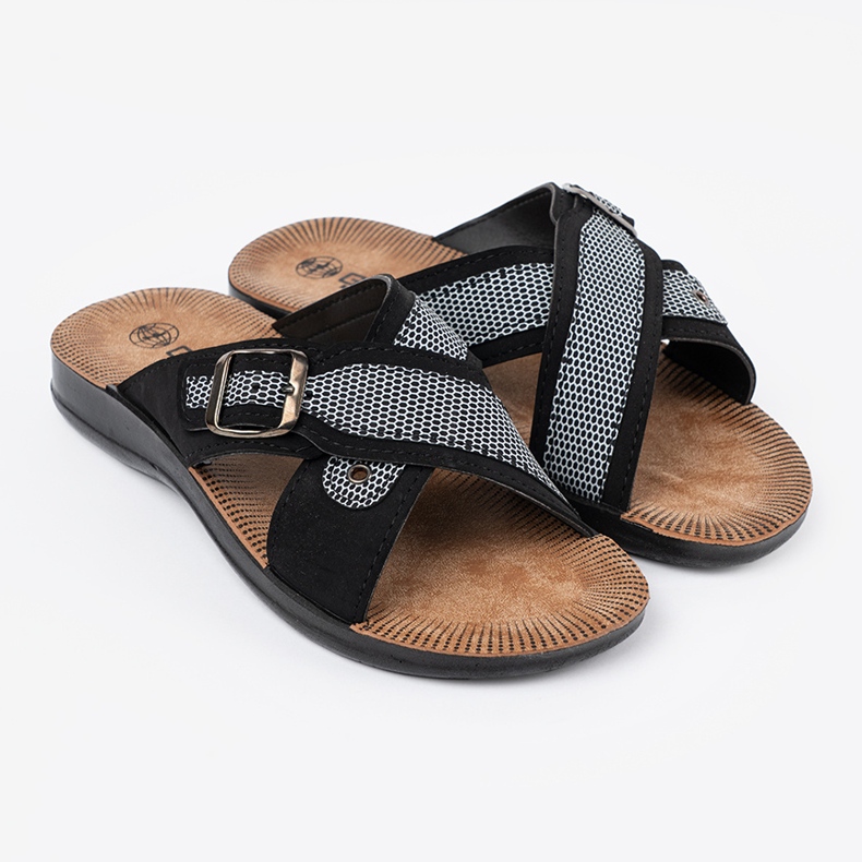 Shelvt Crne muške papuče s kopčama crno 2