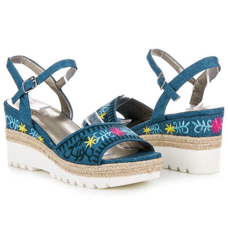 Kylie Izvezene sandale espadrile plava 1