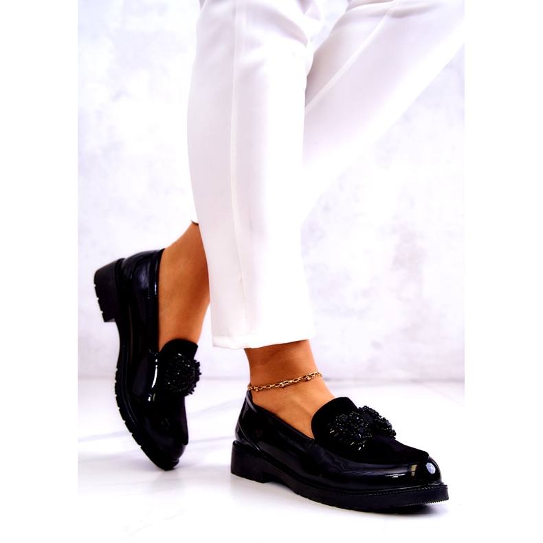 S.Barski Ženski lakirani lafefer moccasins crni crna 2