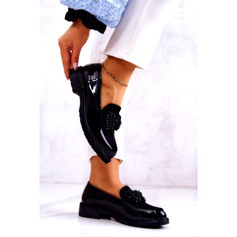 S.Barski Ženski lakirani lafefer moccasins crni crna 3