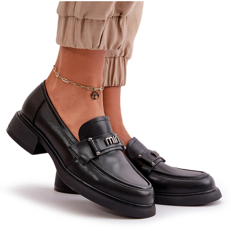 Ženske prirodne kože natikači crna Vinceza 91114 s ukrasom 5