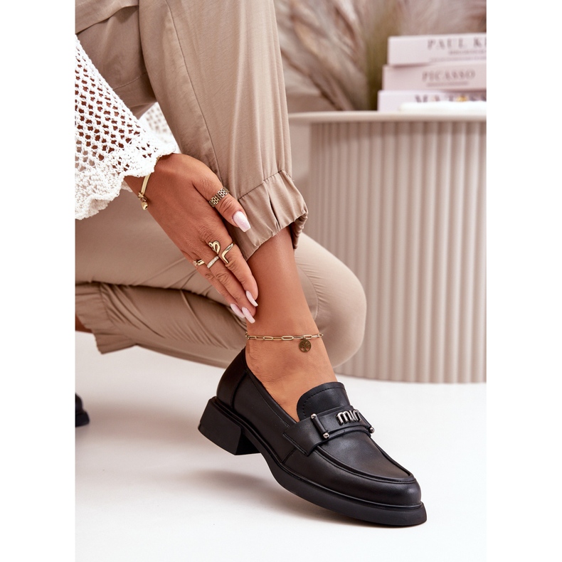 Ženske prirodne kože natikači crna Vinceza 91114 s ukrasom 4