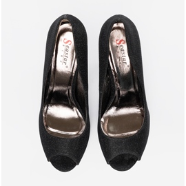 Seastar Crne sjajne pumpe golim prstima crna 2