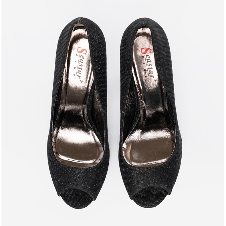 Seastar Crne sjajne pumpe golim prstima crna 2