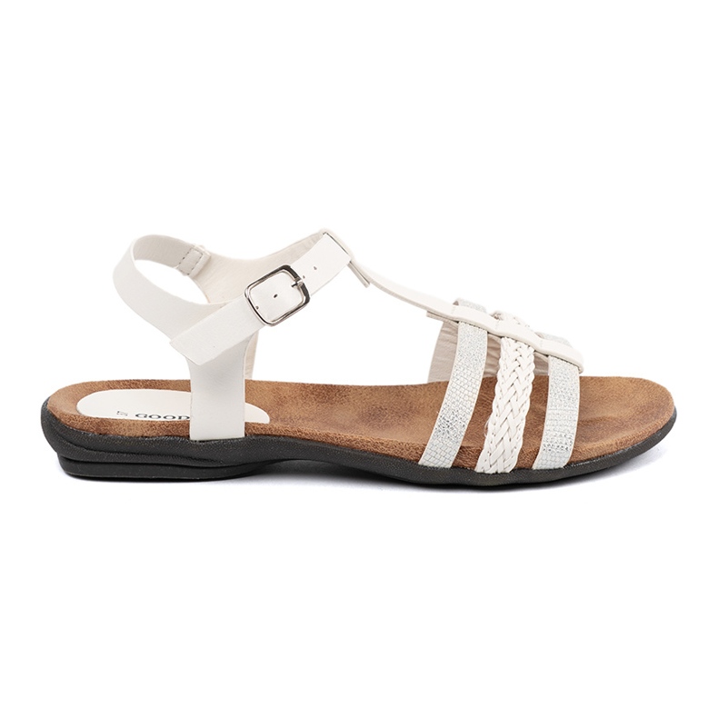 Goodin Bijele ženske sandale s ukrašenim prugama 1