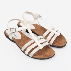 Goodin Bijele ženske sandale s ukrašenim prugama 2