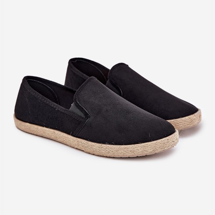 Espadrilles muške tenisice s Eco Suede Black crno 2