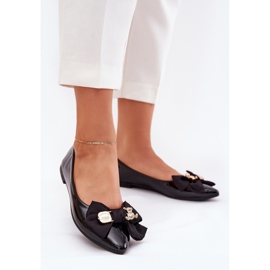 Oslikane balerine lukom i zlatnim broševima crno 2