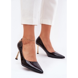 Oslikane visoke potpetice zlatnom stezaljkom crnom crna 2