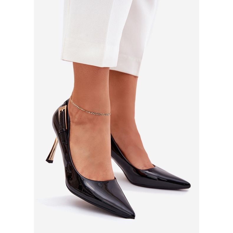 Oslikane visoke potpetice zlatnom stezaljkom crnom crna 1