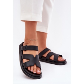 Ženske gumene papuče s crnim pojasom crna 2