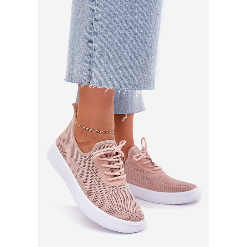 Materijal ubijene sportske cipele na ženskoj ružičastoj platformi ružičasta 1