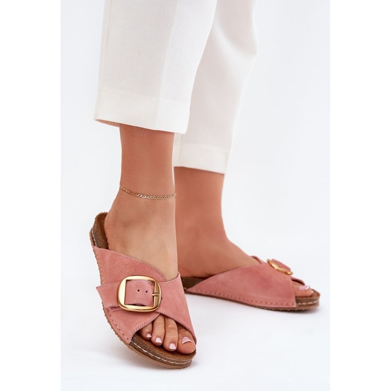 Kožni prelepovi s zlatnom stezaljkom maciejka 07000-15 ružičasta 2