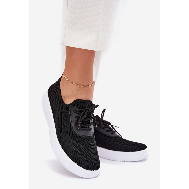 Materijal ubijene sportske cipele na platformi žensko crno crna 1