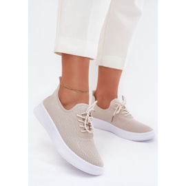 Materijal ubijene sportske cipele na platformi ženska bež 2