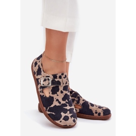 Ženske cipele za antilop s pristranom slaninom za kopče zazoo n1261 smeđa-beige 1