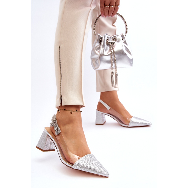 S. BARSKI Elegantne ženske pumpe u MR91292-1 Silver s cirkonima srebro 3