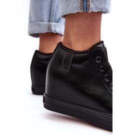 Big Star Ženske tenisice na većoj zvijezdi Eko-kože na klinu MM274001 Black crno 3