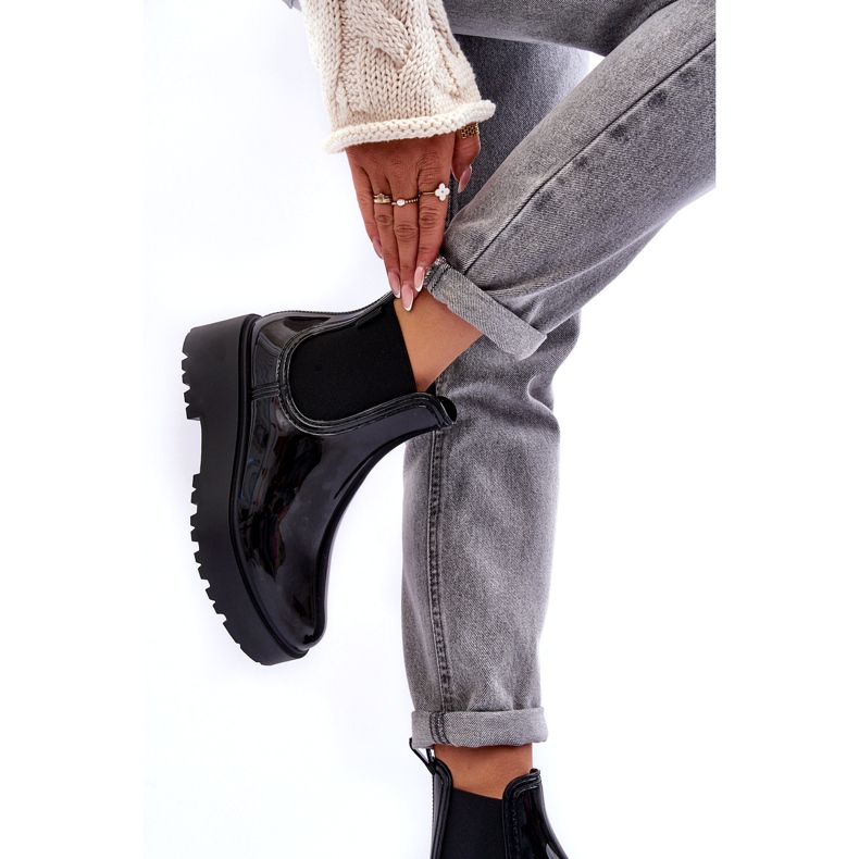 Big Star Ženski lakirani ubojici na velikoj zvijezdi MM274395 Crna platforma crno 3