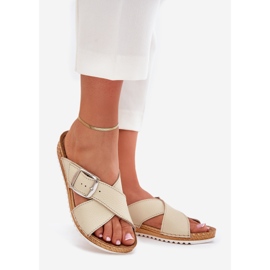 Ženska kožna kožna letvica s inbluom vo0004gu kopča bež 1