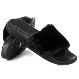 Queen Vivi Papuče s krznom crna 1