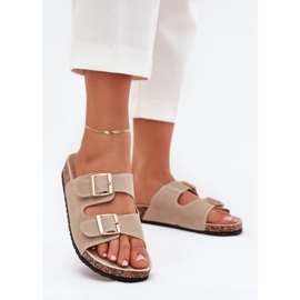 Boto Ženske papuče sa zlatnim stezaljkama i šivaći bež lunner 2