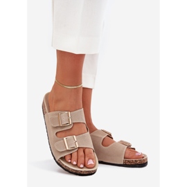 Boto Ženske papuče sa zlatnim stezaljkama i šivaći bež lunner 1