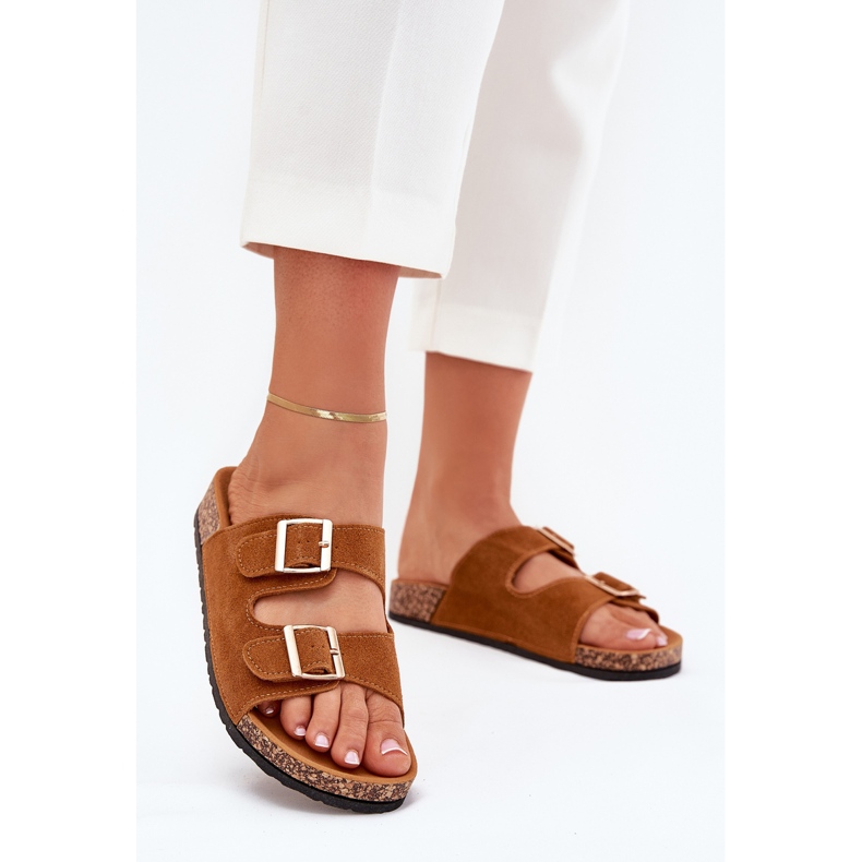 Boto Ženski prelepoljci sa zlatnim stezaljkama i šavovima od lukava kamile smeđa 2