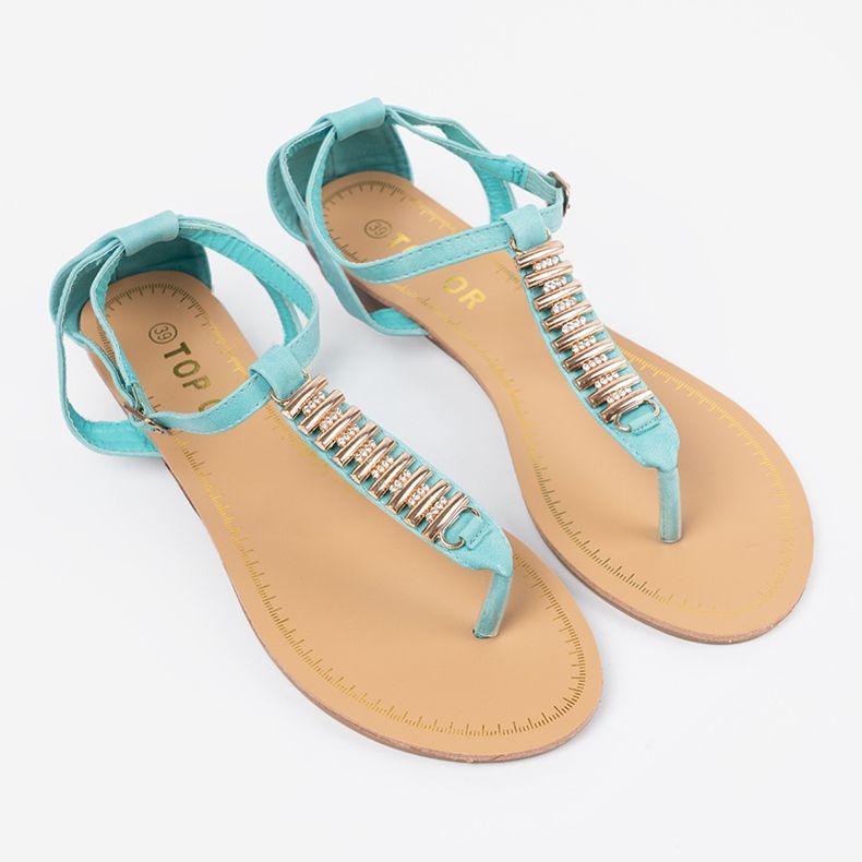 Shelvt Plave sandale sa zlatnim ukrasom plava 2