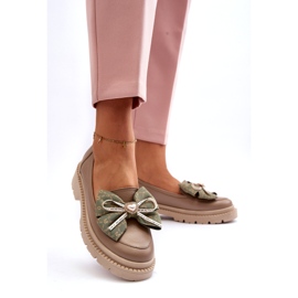 Laura Messi Ženske kožne natikače s Laurom Messi 2787 bež 2