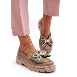 Laura Messi Ženske kožne natikače s Laurom Messi 2787 bež 3