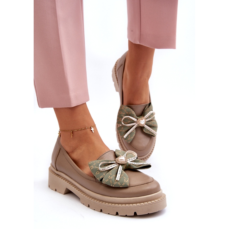 Laura Messi Ženske kožne natikače s Laurom Messi 2787 bež 3