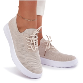 Seastar Materijal ubijene sportske cipele na platformi ženska bež 4