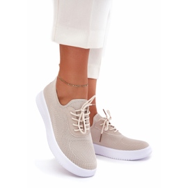 Seastar Materijal ubijene sportske cipele na platformi ženska bež 1