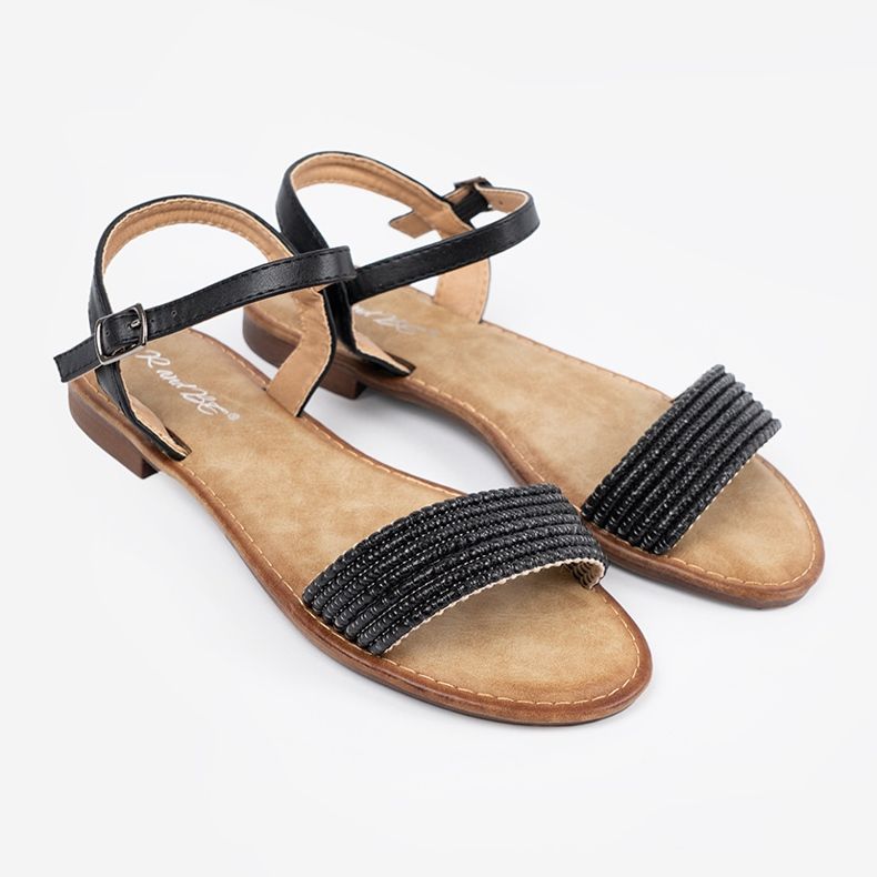 Shelvt Crne sandale na ravnom potplatu crno 1