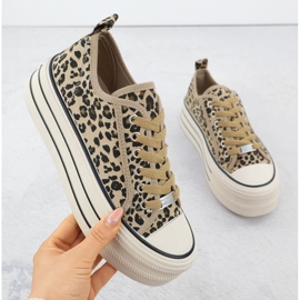 Niske tenisice na leopard platformi Beige News 9157 bež 1