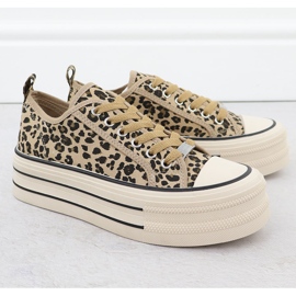Niske tenisice na leopard platformi Beige News 9157 bež 2