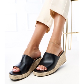 Black Espadrilles Flip -flops na klinu Felicity bež 1