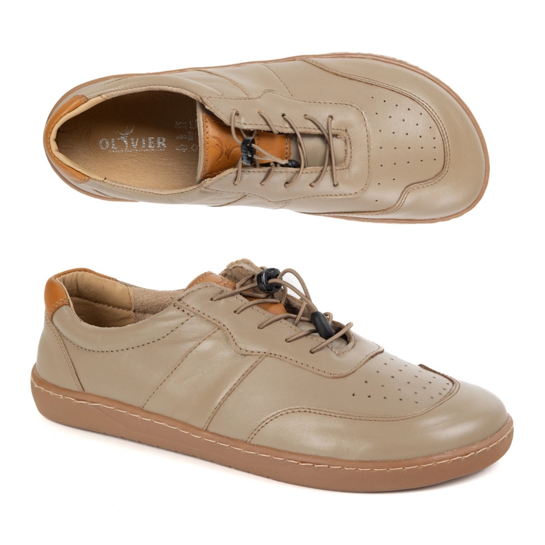 Olivier Ženske cipele bosonoge minimalističke kože široke arije kapuccino bež 1