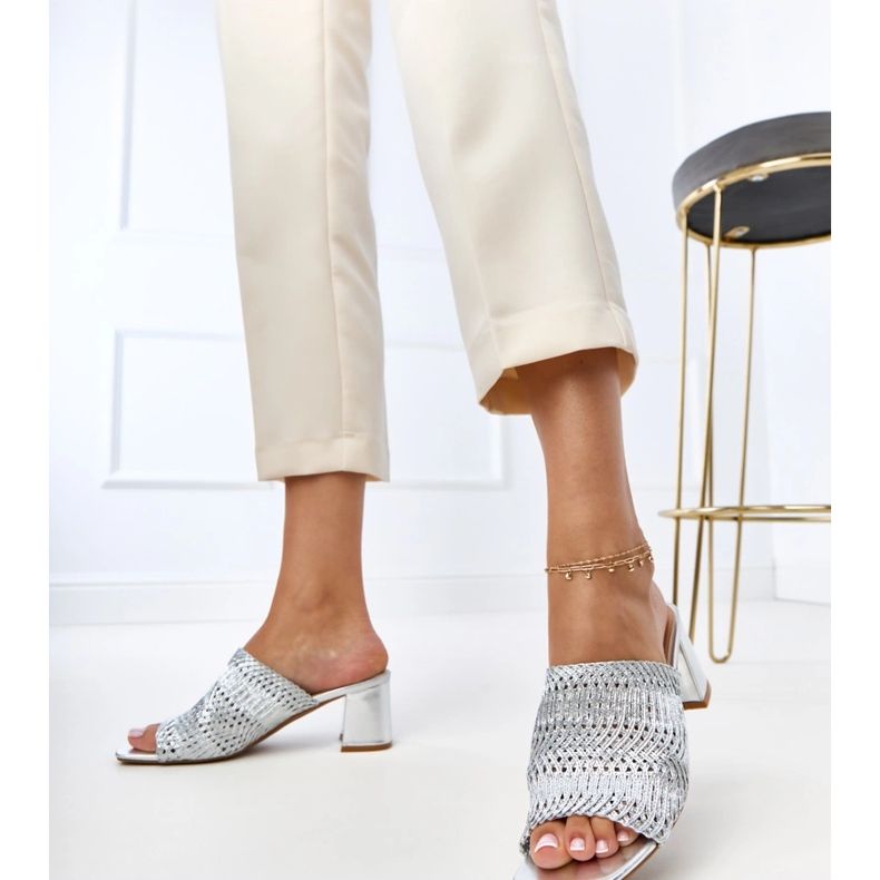 Silver Flip Plops na posta s pletenim prugama Gamboa srebro 1