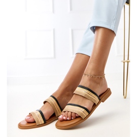 Crne ženske papuče s pletenicama Rios Stripes crno 2