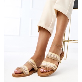 Bež ženski flip jahuri s pletenim prugama. 1