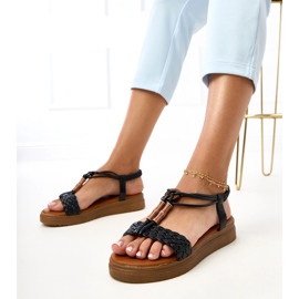 Crne sandale s pletenom pojasom Kerye crno 1