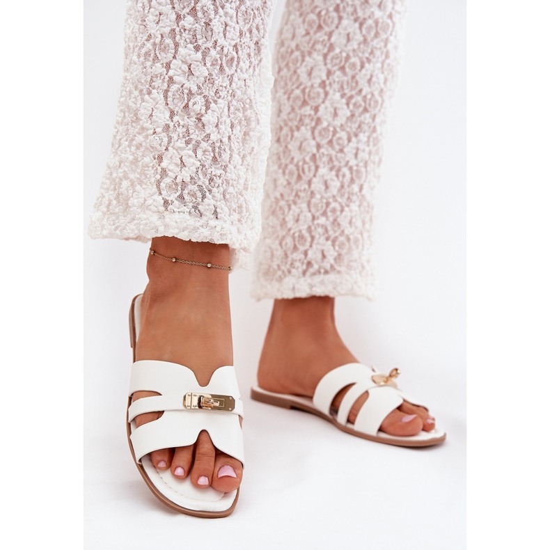 Boto Ravne ženske letilice s remenom i zlatnim detaljima bijela kerenza 2