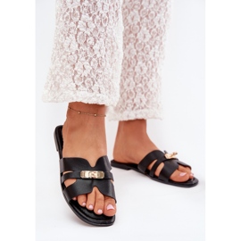 Boto Flat ženski flip jarud s remenom i zlatnim detaljima crna kerenza crno 2